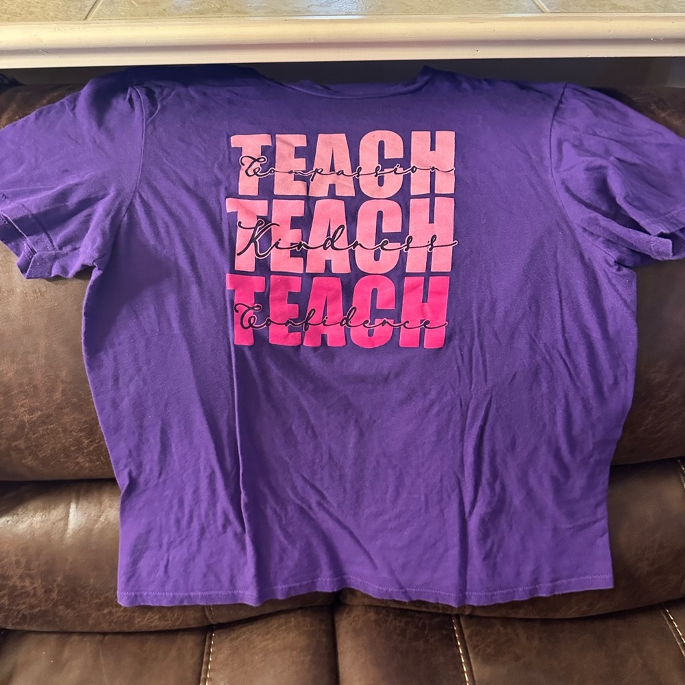 TEACHER TEE-Purple and Pink Short Sleeve Tee